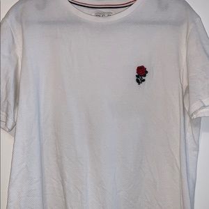 Mens Simple Textured Rose Embroidered Shirt